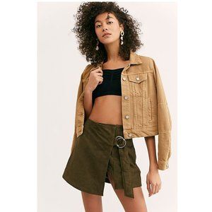 Free People x Understated Leather Charley Suede Wrap Mini Skirt / XS / Olive